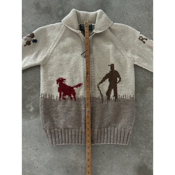 Vintage Lauren Ralph Lauren Hand Knit Wool Style Pheasant Hunting Sweater Small - Picture 10 of 12
